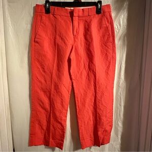 Banana Republic Logan Pants Women Sz 4P Coral Mid Rise Linen Blend Cropped